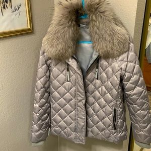 Rizal quilted puffer coat with fur